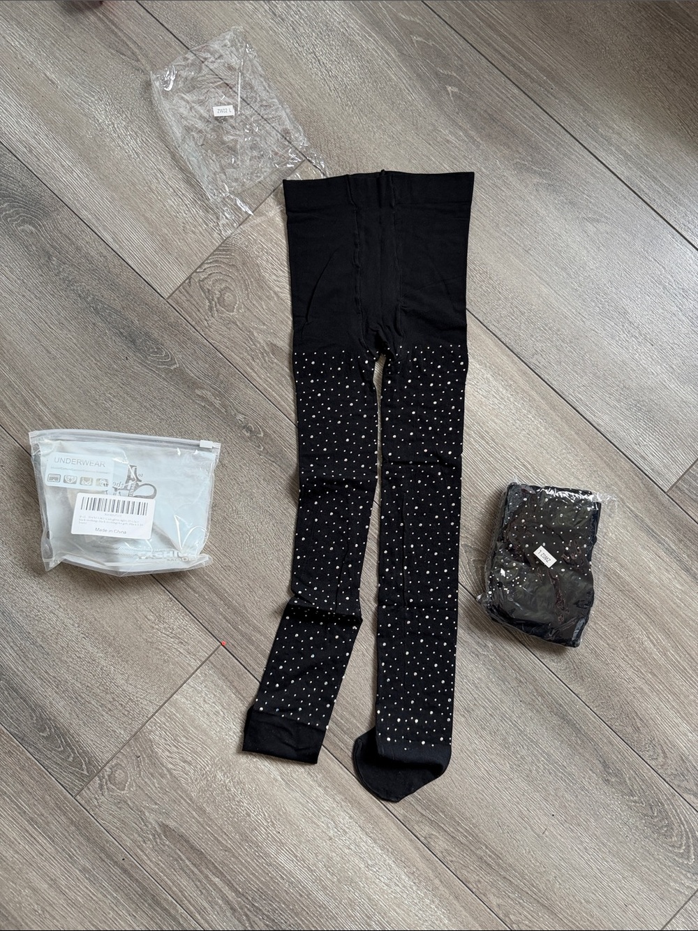 Kids Black Sparkle Tights - Stretchy Polka Dot Design 2 pairs